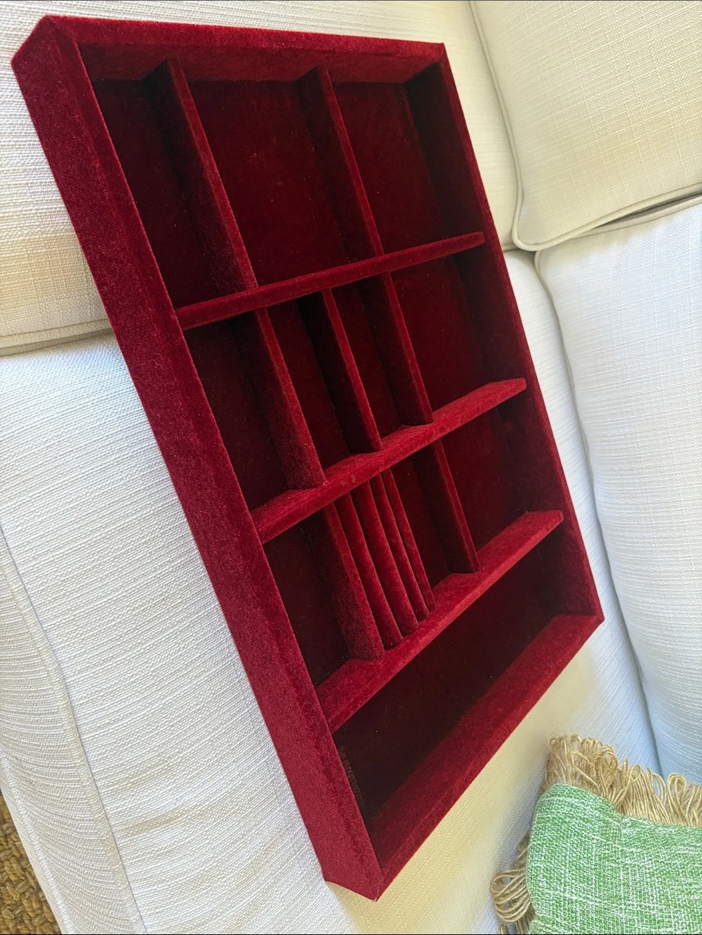 Velvet Jewelry Organizer Tray in Deep Red